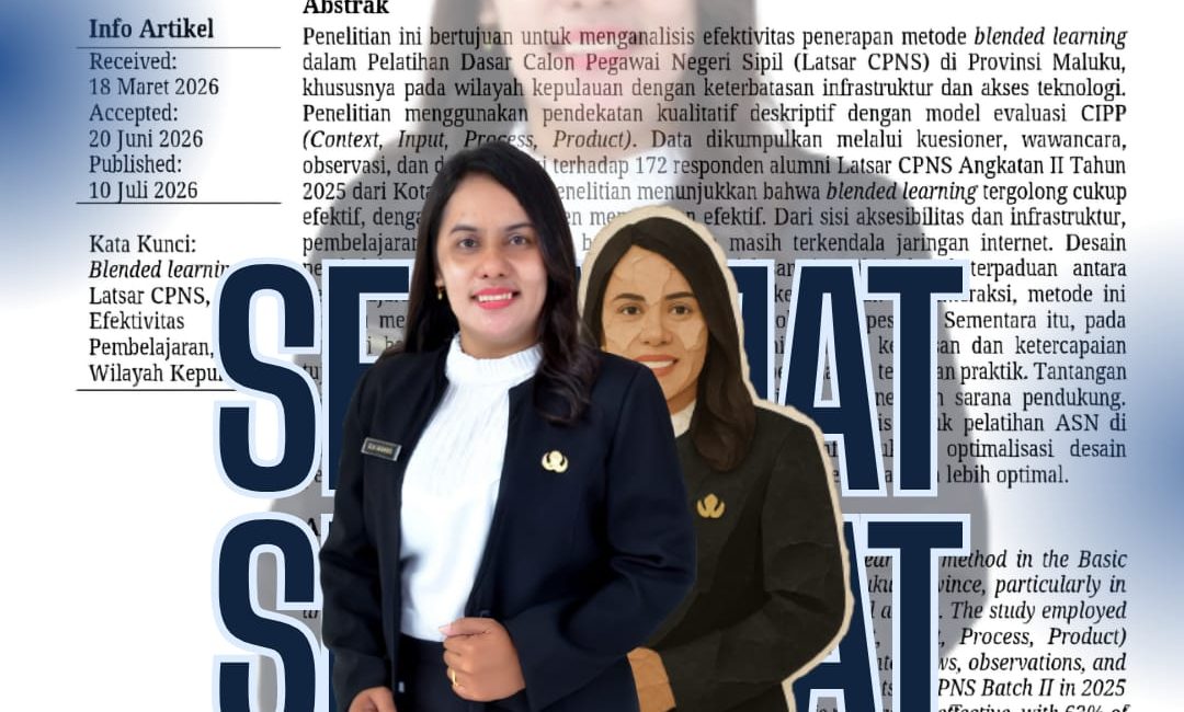 Tembus Jurnal Nasional LAN RI, Widyaiswara BPSDM Maluku Hadirkan Solusi Blended Learning untuk Latsar CPNS di Wilayah Kepulauan