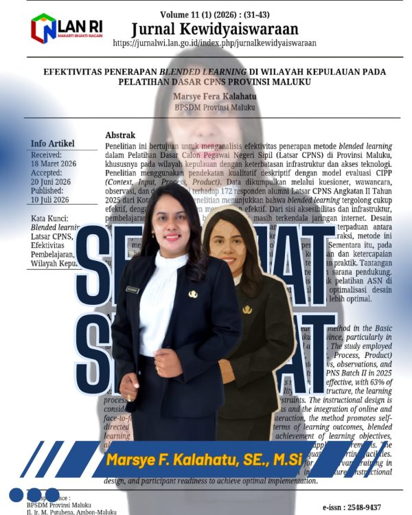 Tembus Jurnal Nasional LAN RI, Widyaiswara BPSDM Maluku Hadirkan Solusi Blended Learning untuk Latsar CPNS di Wilayah Kepulauan